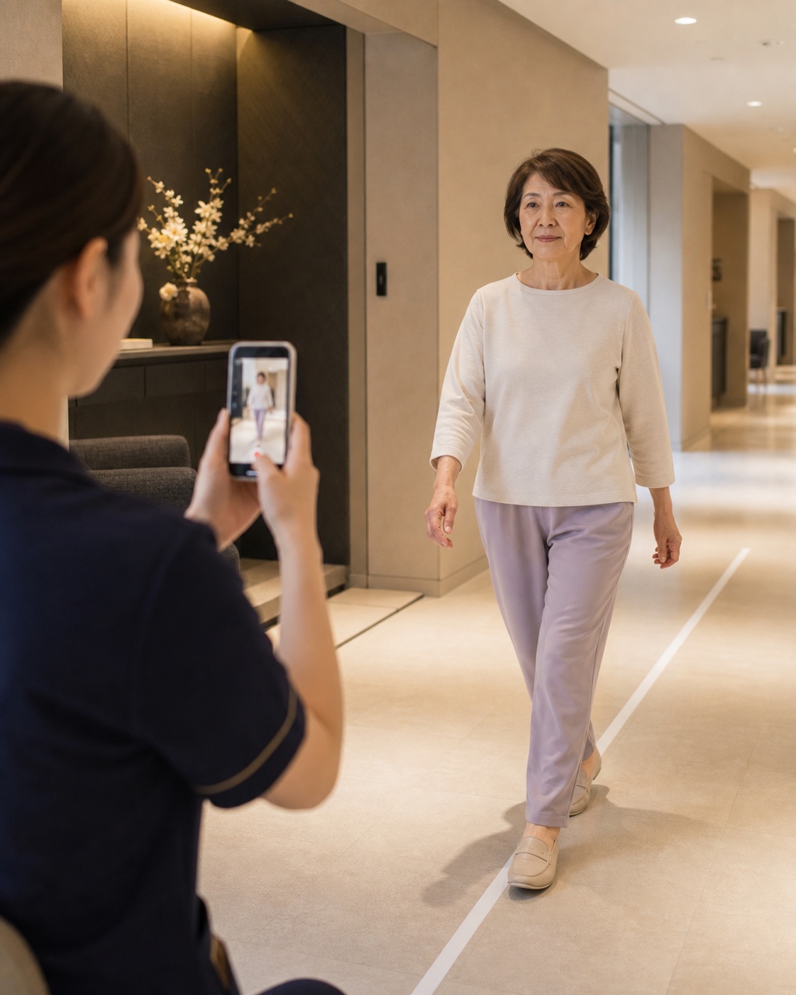 歩行動画を月次レビューで整理するイメージ